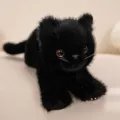 Adorable black simulation kitten plush toy, soft lying cat doll, ideal kids birthday gift. - 40CM / Black Cat