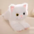 Cute simulation white cat plush toy, fluffy lying cat doll with blue eyes, soft plush pillow. - White Cat