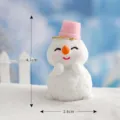 Mignonne figurine miniature bonhomme de neige lapin avec chapeau rose décors micro paysage DIY - N° 17 Bonhomme de neige avec chapeau