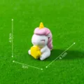 Cute unicorn figurine resin miniature toy desktop decoration with star pink mane 4.9cm - No. 3 Holding a Star