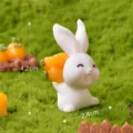 Cute resin rabbit miniature ornament with carrots, perfect for micro landscape and garden decor. - No. 18 Rabbit with Carrot on Back