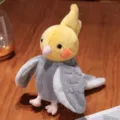 Peluche de cacatua suave ave de tela gris y amarilla bonito regalo para ninos decoracion. - Títere de Mano Cacatúa Ninfa / 20cm / Gris Original