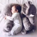 Cute gray elephant plush pillow and baby soothing toy, soft stuffed animal companion for kids. - Pillow Approx 53*43*23cm / Gray