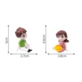 Cute couple miniature figurines for micro landscape bonsai crafts, plastic decorative statues. - Green & Pink Couple Pair