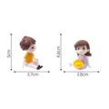 Cute couple plastic figurines ornament for micro landscape, succulent bonsai decor, 5cm - Yellow & Purple Couple Pair