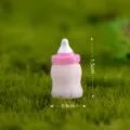 Mini resin baby bottle ornament for micro landscape, cute gardening bonsai decor, 1.5cm. - Pink Baby Bottle