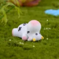 Cute resin mini cow figurine for micro landscape succulent plant pot garden decor. - Lying Cow