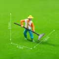 Miniatur Plastik Bauer Figur mit Rechen Modell für DIY Landschafts Sandtisch Dekoration. - Bauer