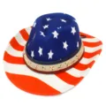 Vista detallada del sombrero de vaquero con bandera de EE. UU. y estrellas. - Talla única / Azul