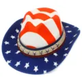 Sombrero de Vaquero Bandera Americana Fiesta de la Independencia Sombrero Jazz con Estrellas - Talla única / Rojo