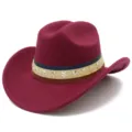 Stylish red western cowboy hat with star rivets, perfect for parties and festivals. - One Size / Burgundy