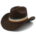 Brown Western Cowboy Hat with Star Rivets American Flag Theme Party Costume Hats - One Size / Coffee