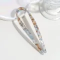 Elegant minimalist U-shaped hair fork, tortoiseshell marbled design for daily chic styling. - Blue-Yellow