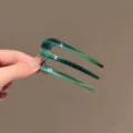 Grüne 3-Zacken Haargabel Dutt Nadel Neo-Chinesisch Haarschmuck Elegantes Styling Tool - Dreizack Haarnadel / Grüner Streifen