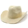 Vue détaillée du chapeau de paille tissé montrant une texture respirante et un beau travail. - Taille unique / Beige