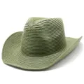 Chapeau de paille tresse mode chapeau de cowboy soleil exterieur respirant vert style - Taille unique / Vert foncé