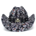 Skull cowboy hat for men women punk rock gothic festival party jazz hat cool black headwear - One Size / Black