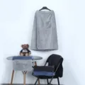 Grey coral fleece wearable bath skirt and towel set for adults, absorbent and comfortable home use. - One Size / Gray