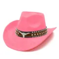 Pink suede cowboy hat with studded band western cowgirl hat for women and men fashion party - One Size / Size 18