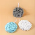 Chenille hand towel hanging absorbent quick dry soft cute kitchen bathroom ball rag - White
