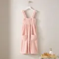 Rosa Korallenfleece tragbares Badetuch Kleid mit Trägern und Taschen für Damen Dusche Spa. - Einheitsgröße / Hellrosa