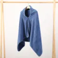 Blue hooded wearable bath towel soft absorbent adult cloak bathrobe for swimming and home use. - 70*140cm / Blue