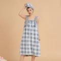 Coral fleece plaid wearable bath towel and hair drying cap set for adult women, soft and absorbent. - Bath Skirt / Gray