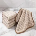 Bamboo fiber dish towel, brown striped absorbent cleaning cloth for kitchen use. - 25*25 Pack of 5 / Brown White Striped