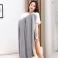 Grey coral fleece large bath towel and cozy warm office nap blanket in solid grey color. - Gray