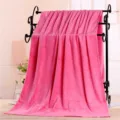 Thickened microfiber bath towel, super absorbent large salon bed sheet in bright pink. - Pink