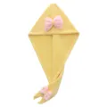 Cute bow swallowtail dry hair cap soft absorbent coral fleece hair drying towel yellow - One Size (26*65cm) / Yellow