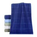 Weiches Baumwoll-Karomantuch-Set, saugfähige Gesichts-Waschhandtücher für den täglichen Gebrauch. - Bestickt / Marineblau Kariert
