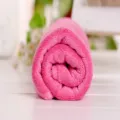 Pink microfiber rolled towel, highly absorbent, soft texture for daily cleaning and beauty use. - 30x70cm / Pink