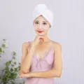 Weisse Mikrofaser Haartrocktuch Mütze dicke weiche saugfähige Bademütze für Frauen schnell trocken - 25x67cm / Weiß
