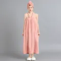 Robe de bain portable en polaire corail rose avec bonnet assorti, douce et absorbante. - Robes / Rose