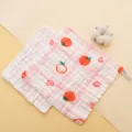 6-lagige reine Baumwolle Baby Gaze Waschlappen mit rosa kariertem Obst-Druck, weich saugfähig. - 25*25cm / Khaki-Frucht