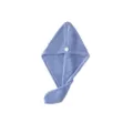 Blue Waffle Weave Coral Fleece Hair Drying Cap Soft Absorbent Towel with Button for Women - 25x65 Single Layer / Haze Blue