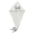 White microfiber hair drying towel with grey bow, soft swallowtail turban cap for women - One Size (26*65cm) / White