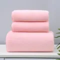 Weiches rosafarbenes Korallenfleece Handtuch und Badetuch Set, saugstark für den Alltag. - Handtuch (35*75cm) / Rosa