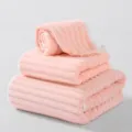 Set di asciugamani da bagno a righe rosa in pile corallo, morbidi e altamente assorbenti. - Asciugamano (35*75cm) / rosa carne