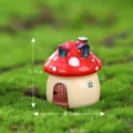 Miniatura estatuilla casa seta de resina, bonito adorno micro paisajístico para decoración DIY. - Mediano Rojo