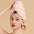 Pink coral fleece quick-drying hair towel wrap for women soft thick comfortable cap - Pink