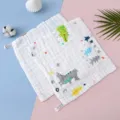 Toalla cuadrada de gasa de algodón para bebé, estampado dinosaurio cara, suave. - Dinosaurio Gris