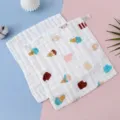 Toalla cara cuadrada gasa algodón 6 capas lindo estampado helado babero absorbente - Helado