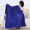 Couverture unie texturée pour canapé, plaid douillet et doux pour toutes les saisons maison. - Polaire tortue bleue