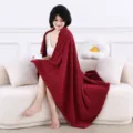 Couverture plaid en polaire rouge confortable pour canapé lit, douce chaude couverture salon - Velours tortue dorée rouge
