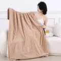Plaid texturé de couleur unie pour une sieste confortable, doux et très chaleureux. - Velours tortue dorée camel