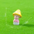 Miniature mushroom girl figurine resin ornament for moss micro landscape DIY decor item - Yellow