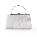 Silberner Glitzer und plissierte Abendtasche Detailansicht mit elegantem Metallhenkel. - TW064 Silber