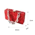 Rote Pailletten Clutch Tasche für Damen, elegante Abendtasche Handtasche mit grober Kette. - Rot